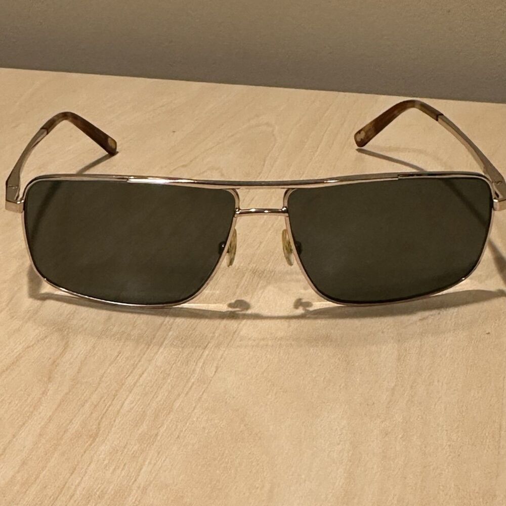 Tourneau TS25 Gold Double Bridge Square Aviator Sunglasses 60-13-140